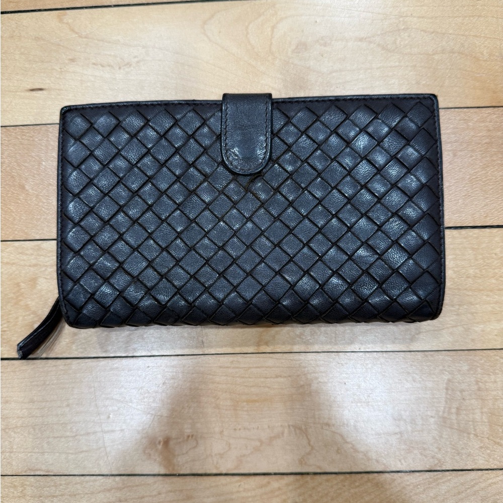 Bottega Veneta Intrecciato Brown Leather Long Wallet
